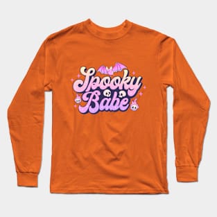 Spooky Babe Cute Pink Halloween Long Sleeve T-Shirt